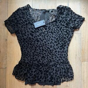 rag & bone Black Animal Print Blouse